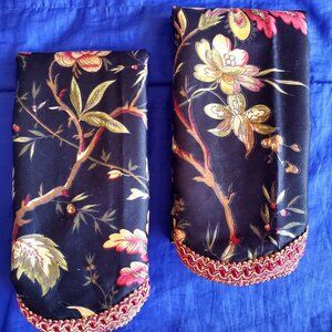 2 NWOT Waverly Valance Curtain 49x18"Cotton Noir Floral Felicity Brocade Cottage